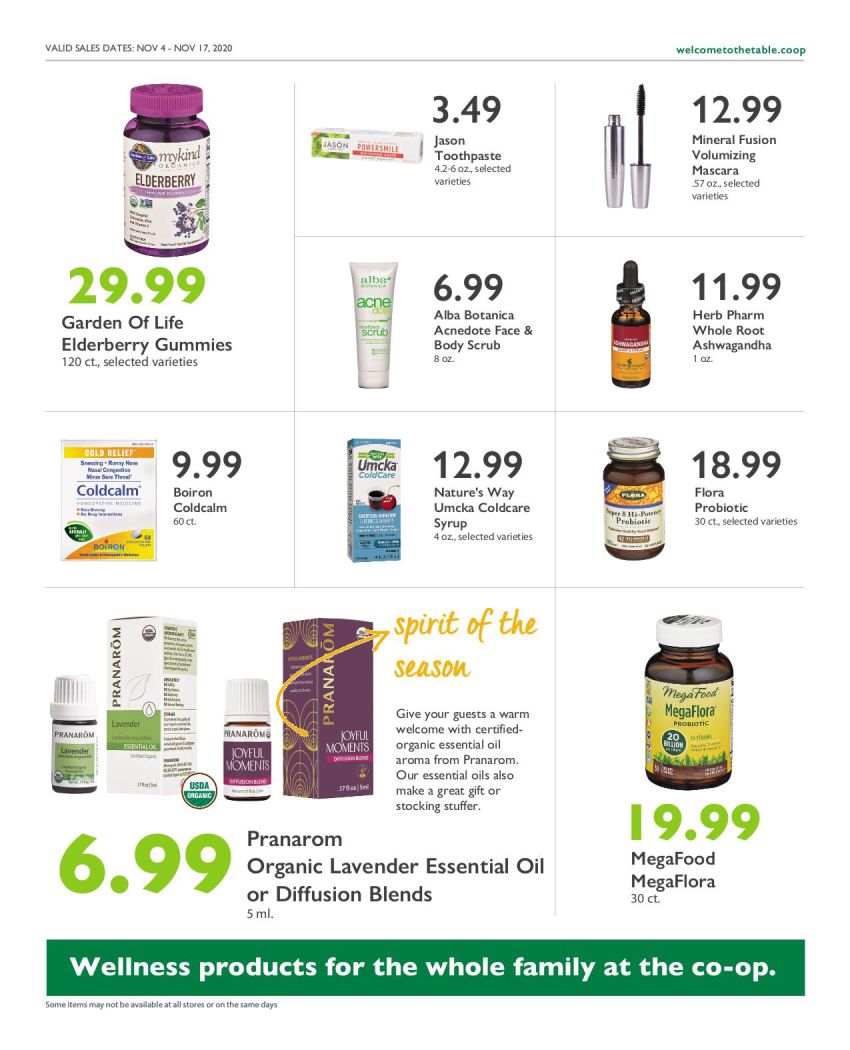 Wheatsville Food Coop Weekly Ad Flyer November 11 to November 17, 2020