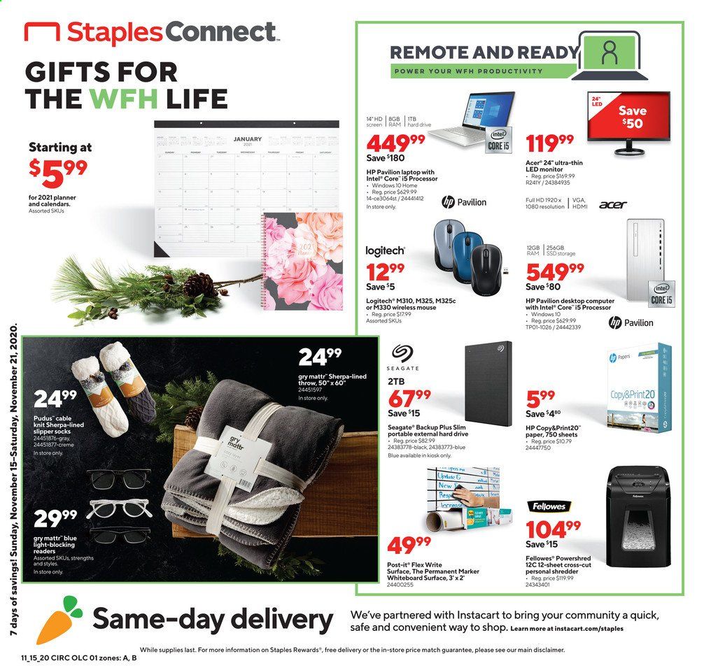 Staples Weekly Ad Flyer November 15 to November 21