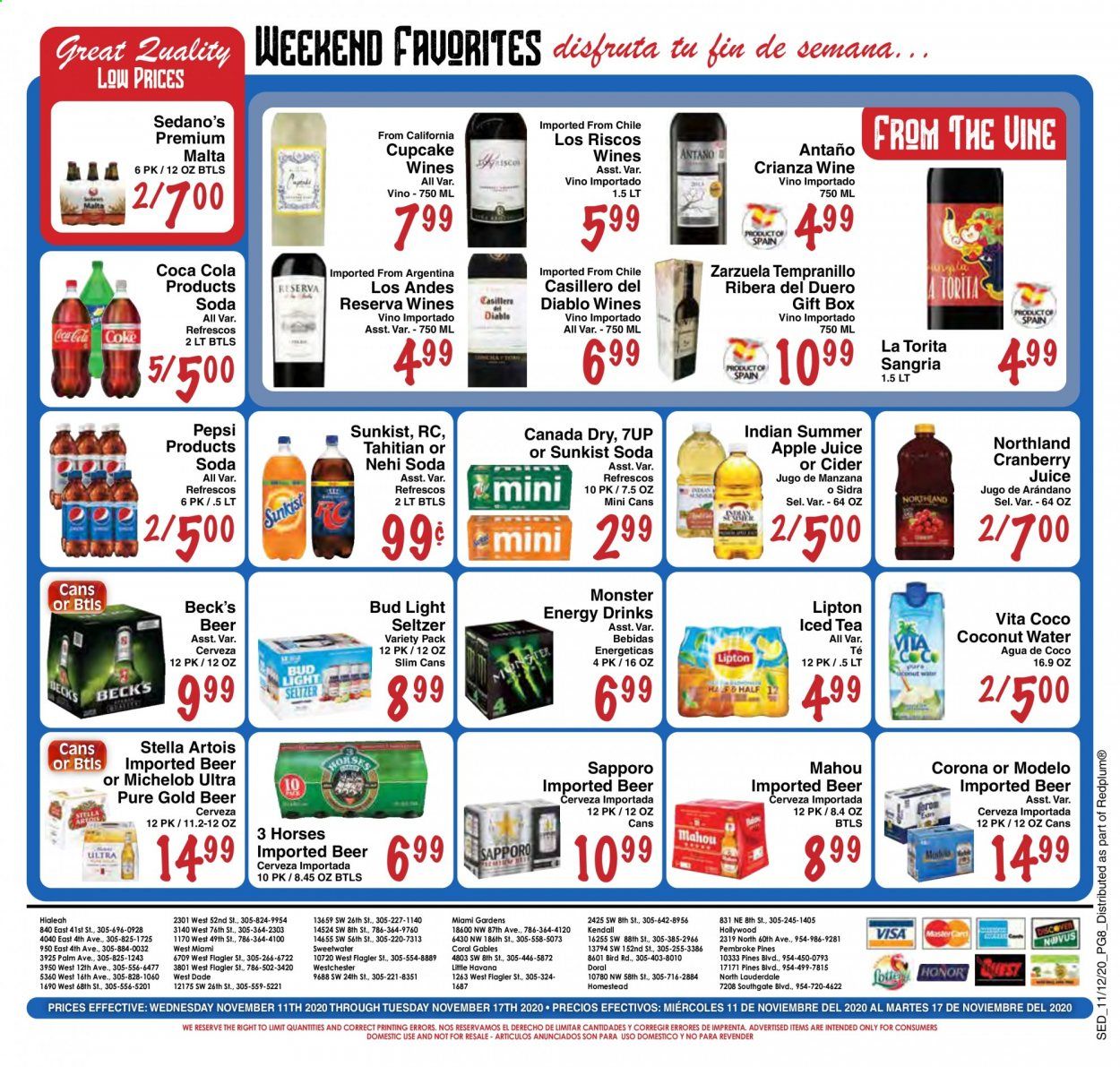 Sedano's (FL, Se) Weekly Ad Flyer November 11 to November 17