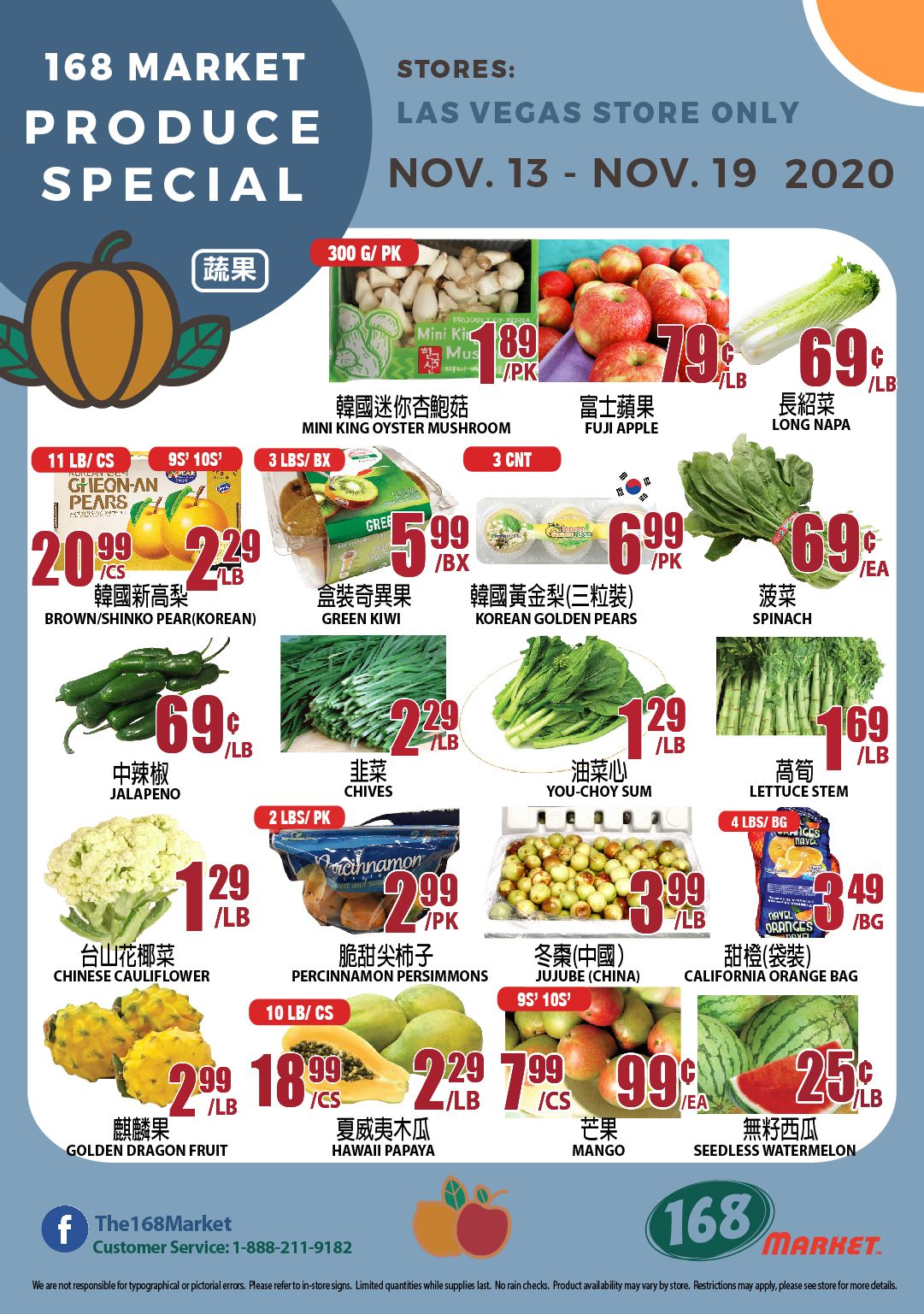 168 Market (NV) Weekly Ad Flyer November 13 to November 19, 2020