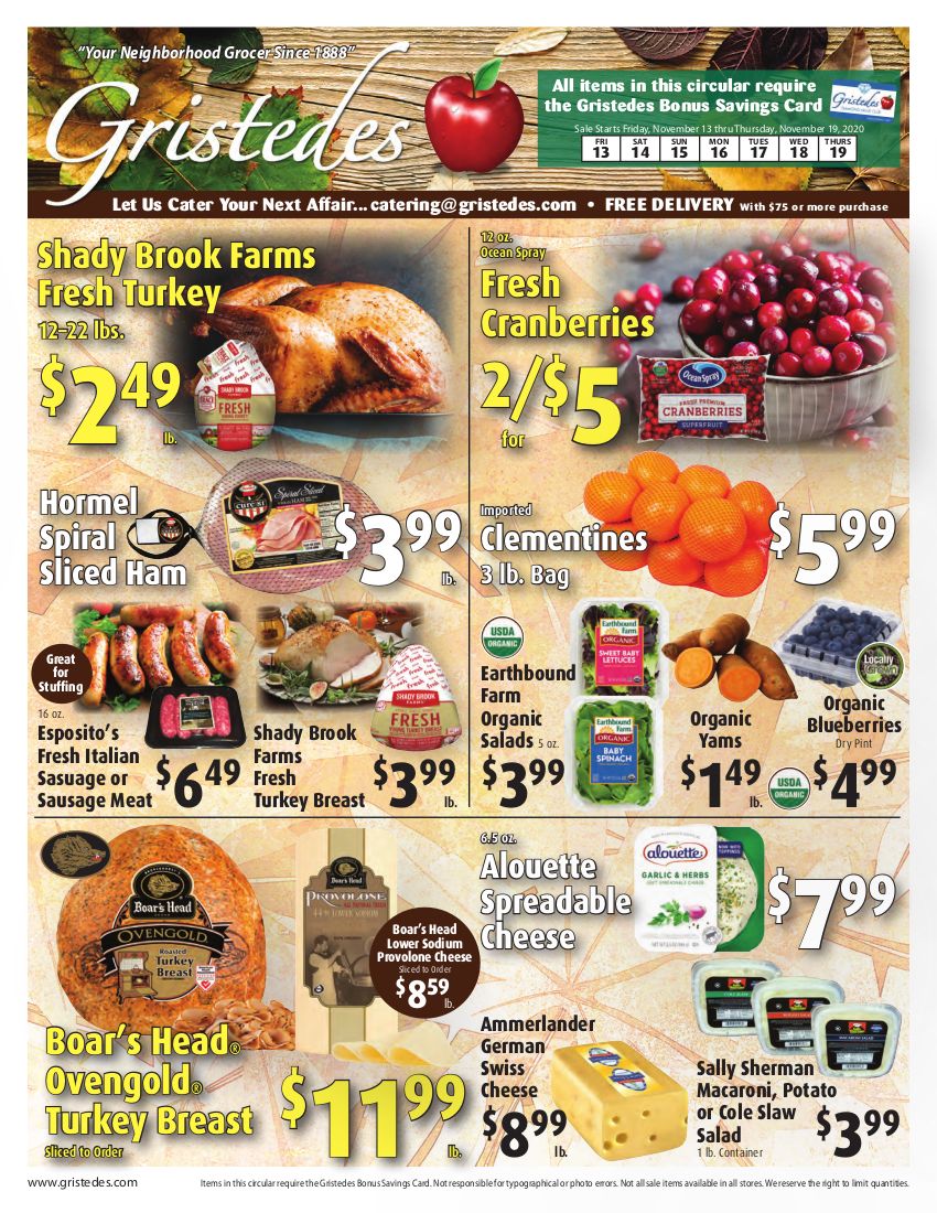 Gristedes Weekly Ad Flyer November 13 to November 19, 2020