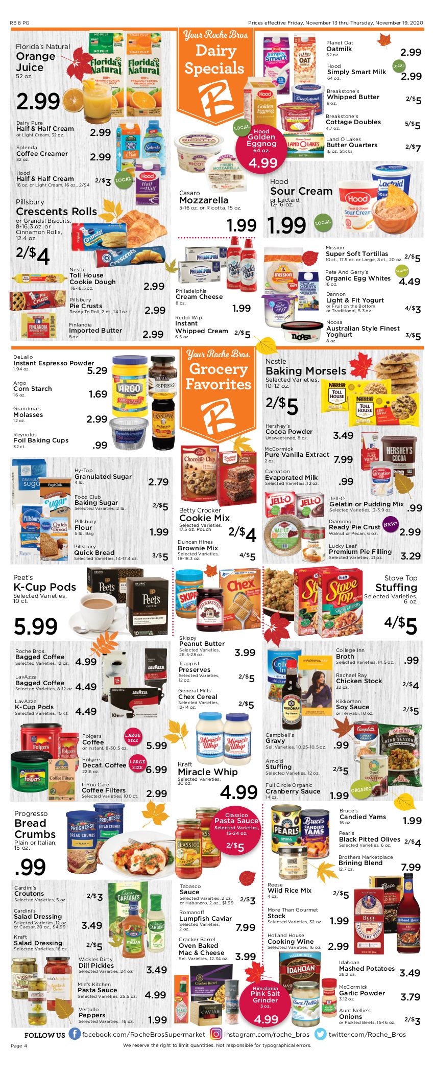 Roche Bros Supermarkets Weekly Ad Flyer November 13 to November 19, 2020