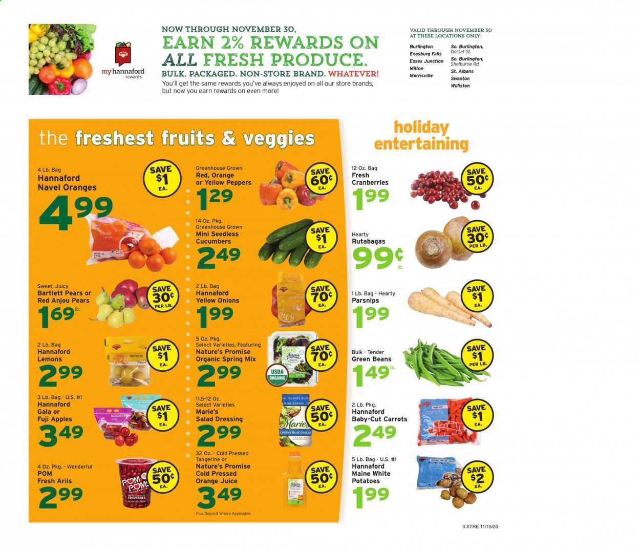 Hannaford (VT) Weekly Ad Flyer November 15 to November 21