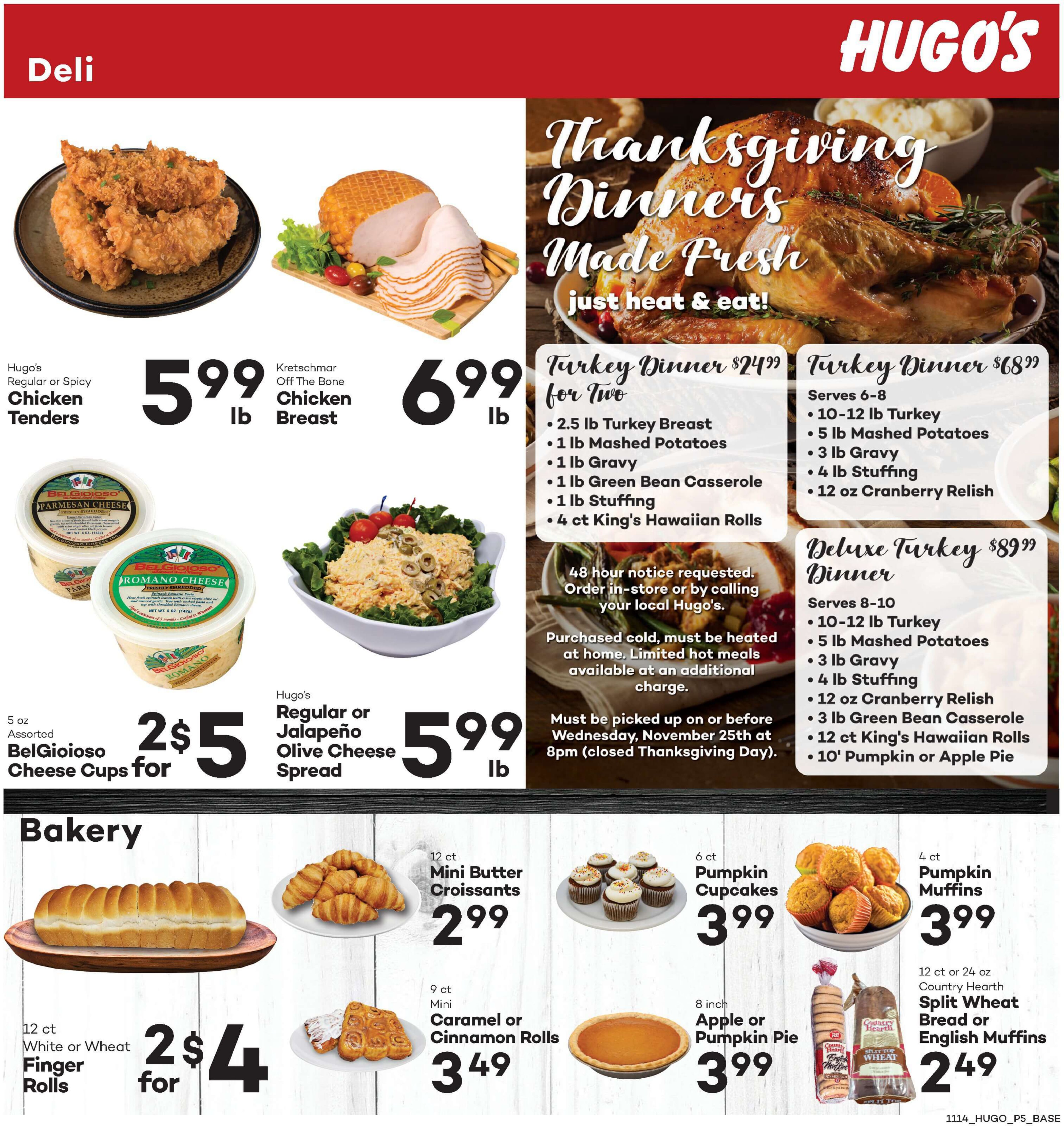 Hugo's Family Marketplace Thanksgiving Ad Flyer November 14 to November 27, 2020