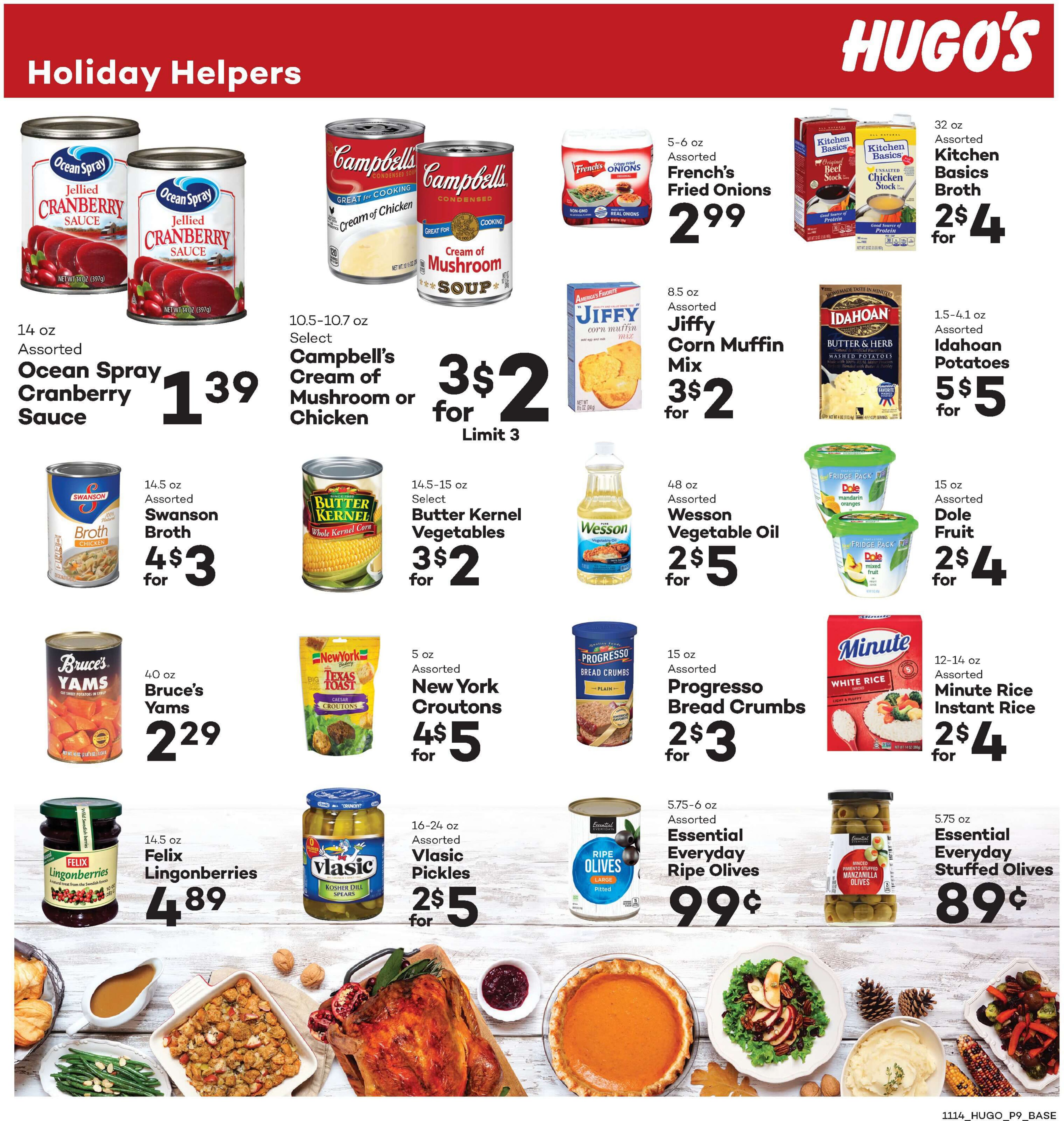 Hugo's Family Marketplace Thanksgiving Ad Flyer November 14 to November 27, 2020