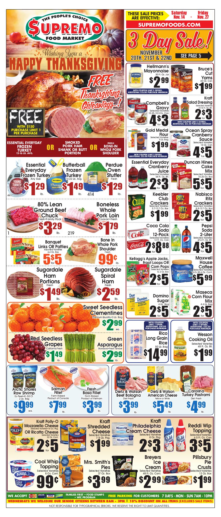 Supremo Food Market Thanksgiving Ad Flyer November 14 to November 27, 2020