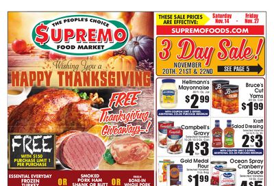 Supremo Food Market Thanksgiving Ad Flyer November 14 to November 27, 2020