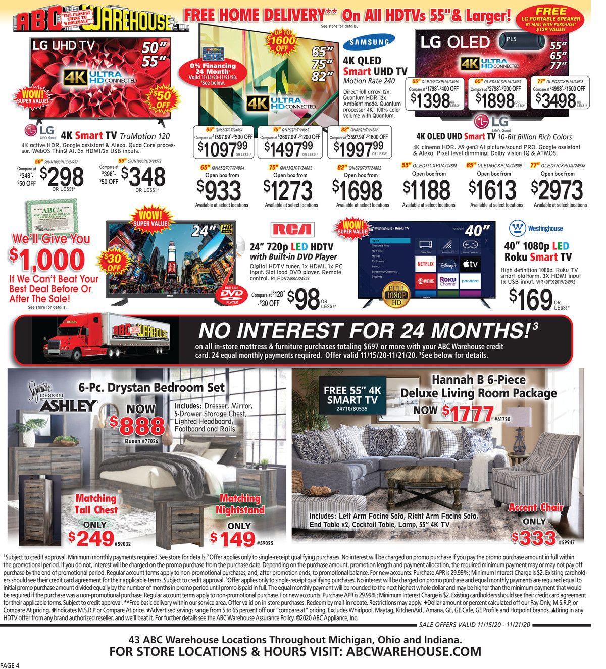 ABC Warehouse Black Friday Weekly Ad Flyer November 15 to November 21, 2020
