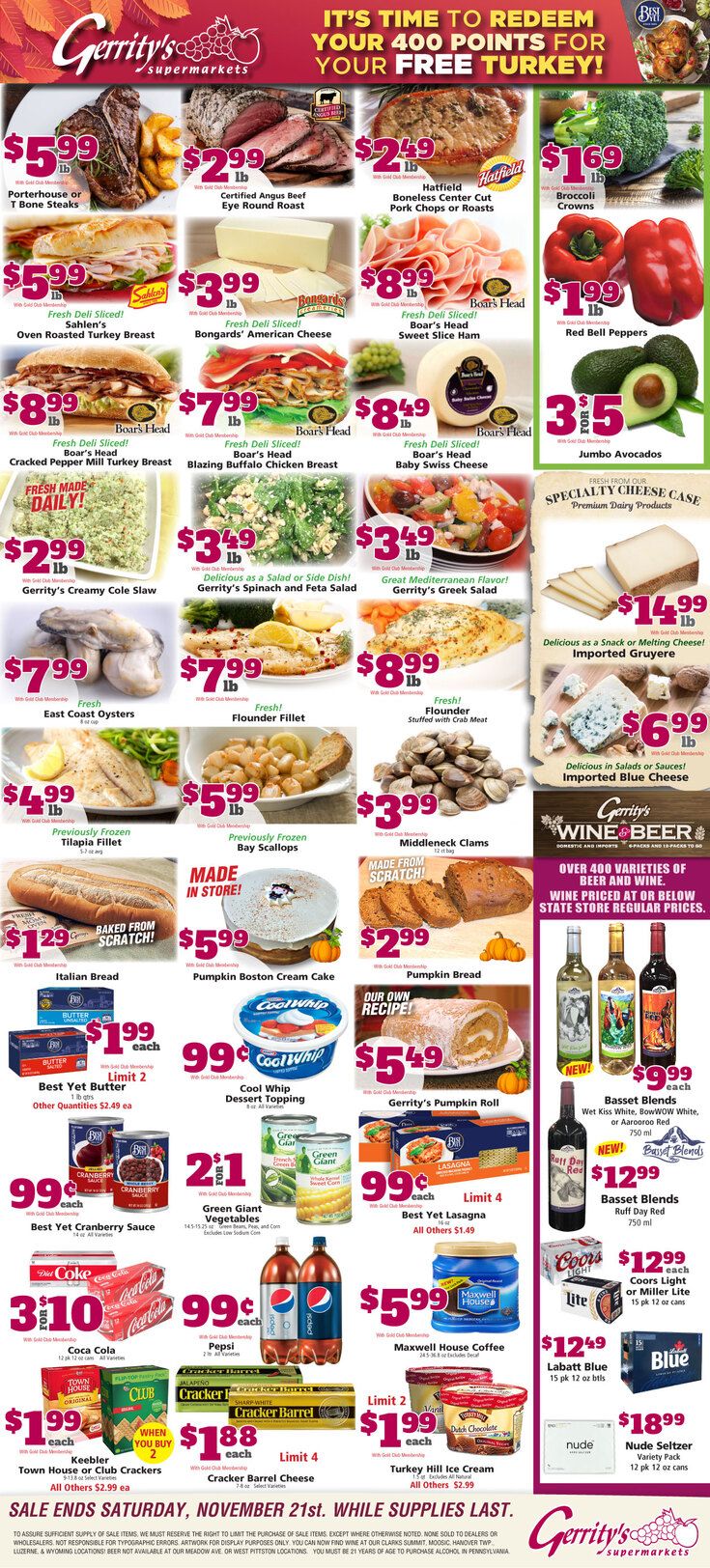 Gerrity's Thanksgiving Weekly Ad Flyer November 15 to November 21, 2020