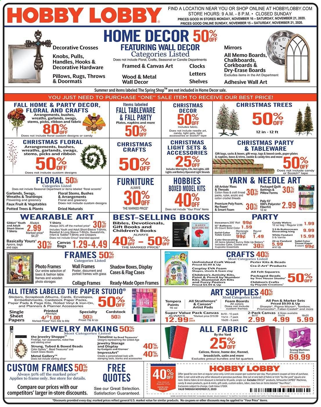 Hobby Lobby Weekly Ad Flyer November 15 to November 21