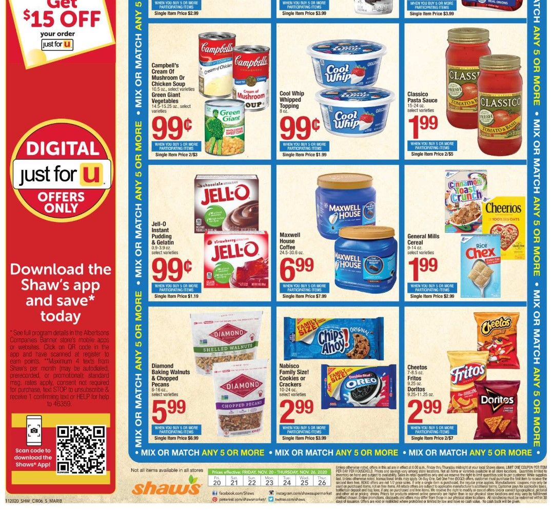 Shaws Flyer 11/20/20 – 11/26/20: Shaws Circular & Weekly Ad Flyer Preview