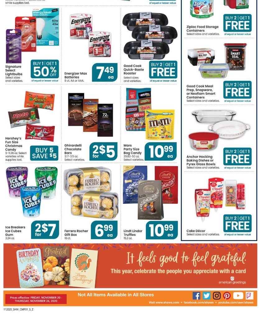 Shaws Flyer 11/20/20 – 11/26/20: Shaws Circular & Weekly Ad Flyer Preview