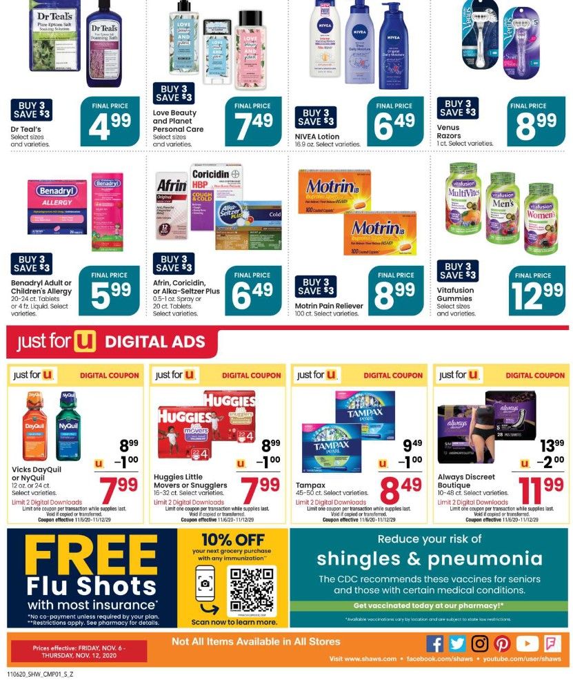 Shaws Flyer 11/6/20 – 11/12/20: Shaws Circular & Weekly Ad Flyer Preview