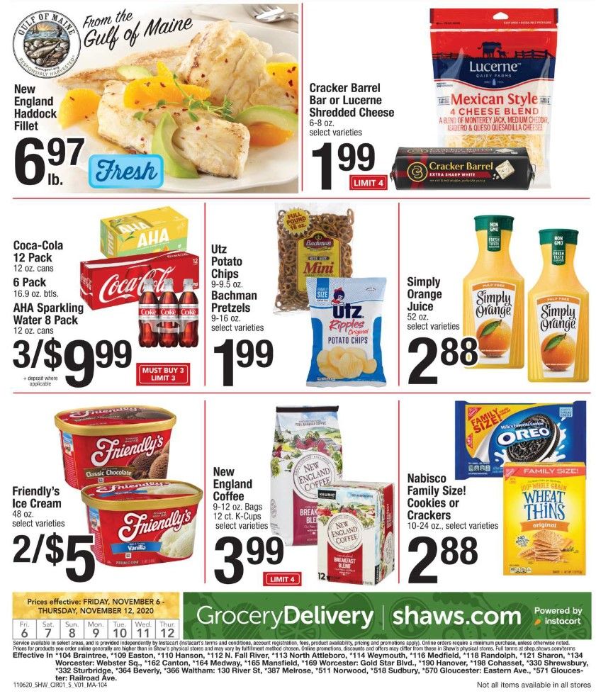Shaws Flyer 11/6/20 – 11/12/20: Shaws Circular & Weekly Ad Flyer Preview