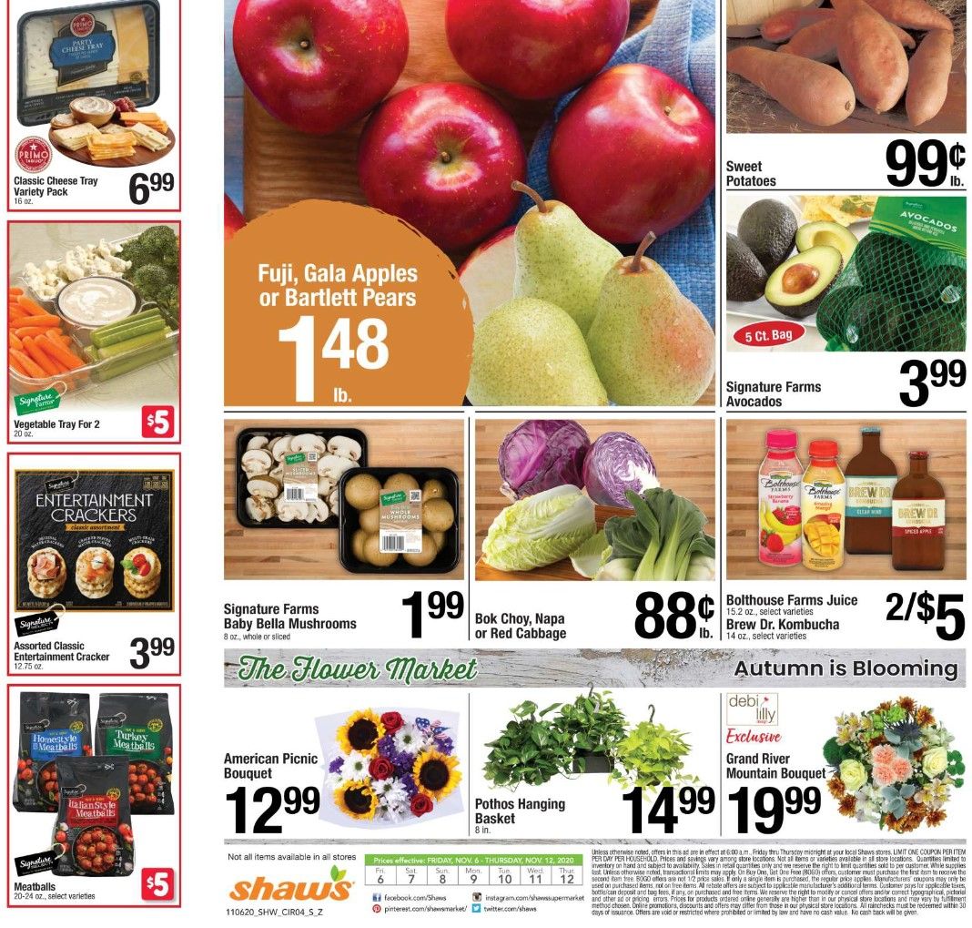 Shaws Flyer 11/6/20 – 11/12/20: Shaws Circular & Weekly Ad Flyer Preview