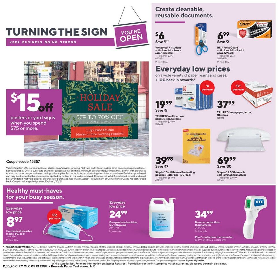 Staples Weekly Ad Flyer 11/15/20 – 11/21/20 ~ Staples Ad Preview!