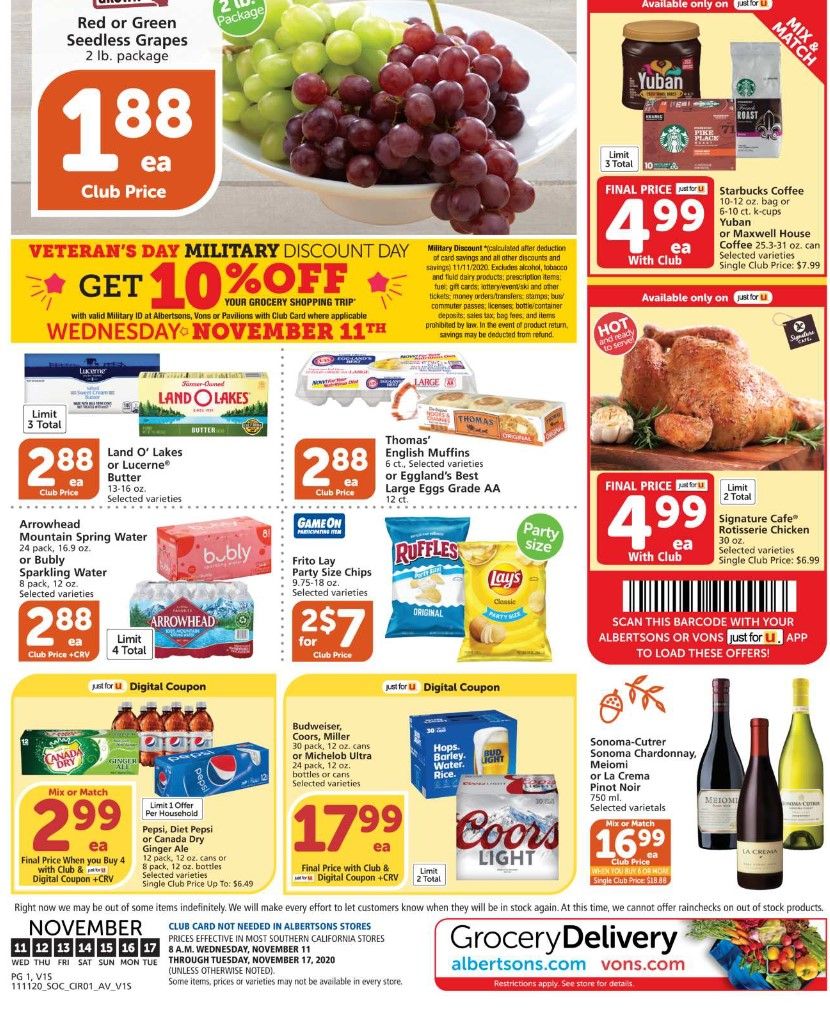 Vons Weekly Ad Flyer (11/11/20 – 11/17/20): Early Vons Ad Preview