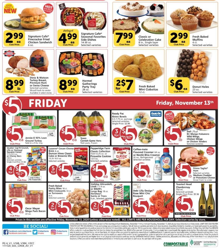 Vons Weekly Ad Flyer (11/11/20 – 11/17/20): Early Vons Ad Preview