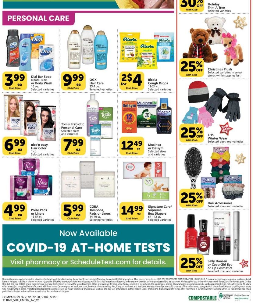 Vons Weekly Ad Flyer (11/18/20 – 11/26/20): Early Vons Ad Preview