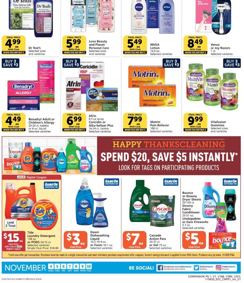 Vons Weekly Ad Flyer (11/4/20 – 11/10/20): Early Vons Ad Preview