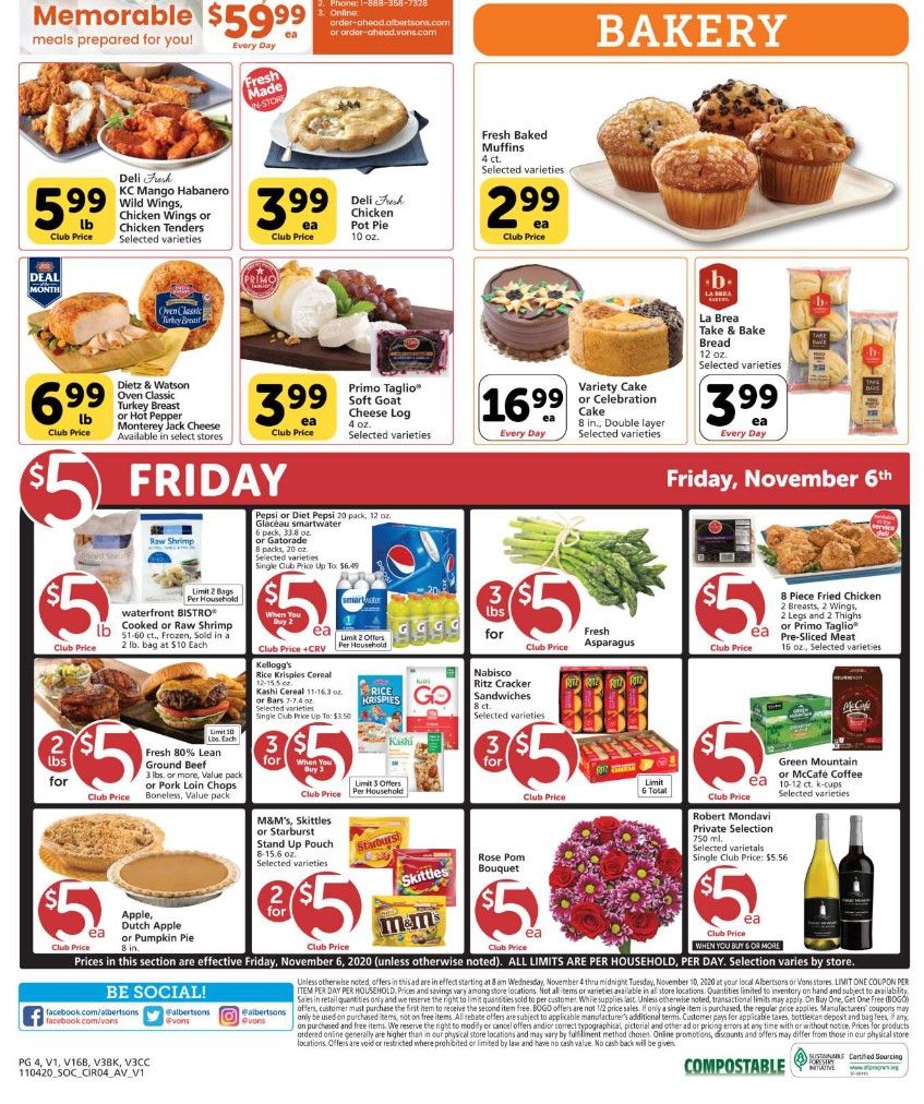 Vons Weekly Ad Flyer (11/4/20 – 11/10/20): Early Vons Ad Preview