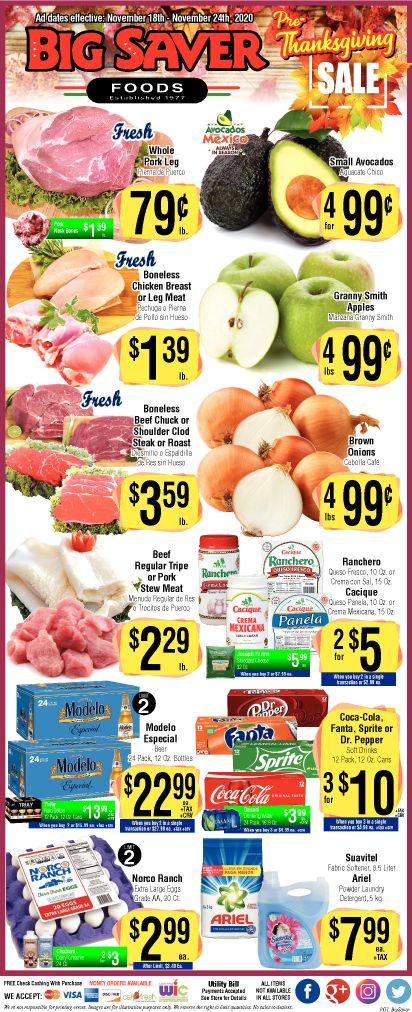 Big Saver Foods Thanksgiving Weekly Ad Flyer November 18 to November 24, 2020