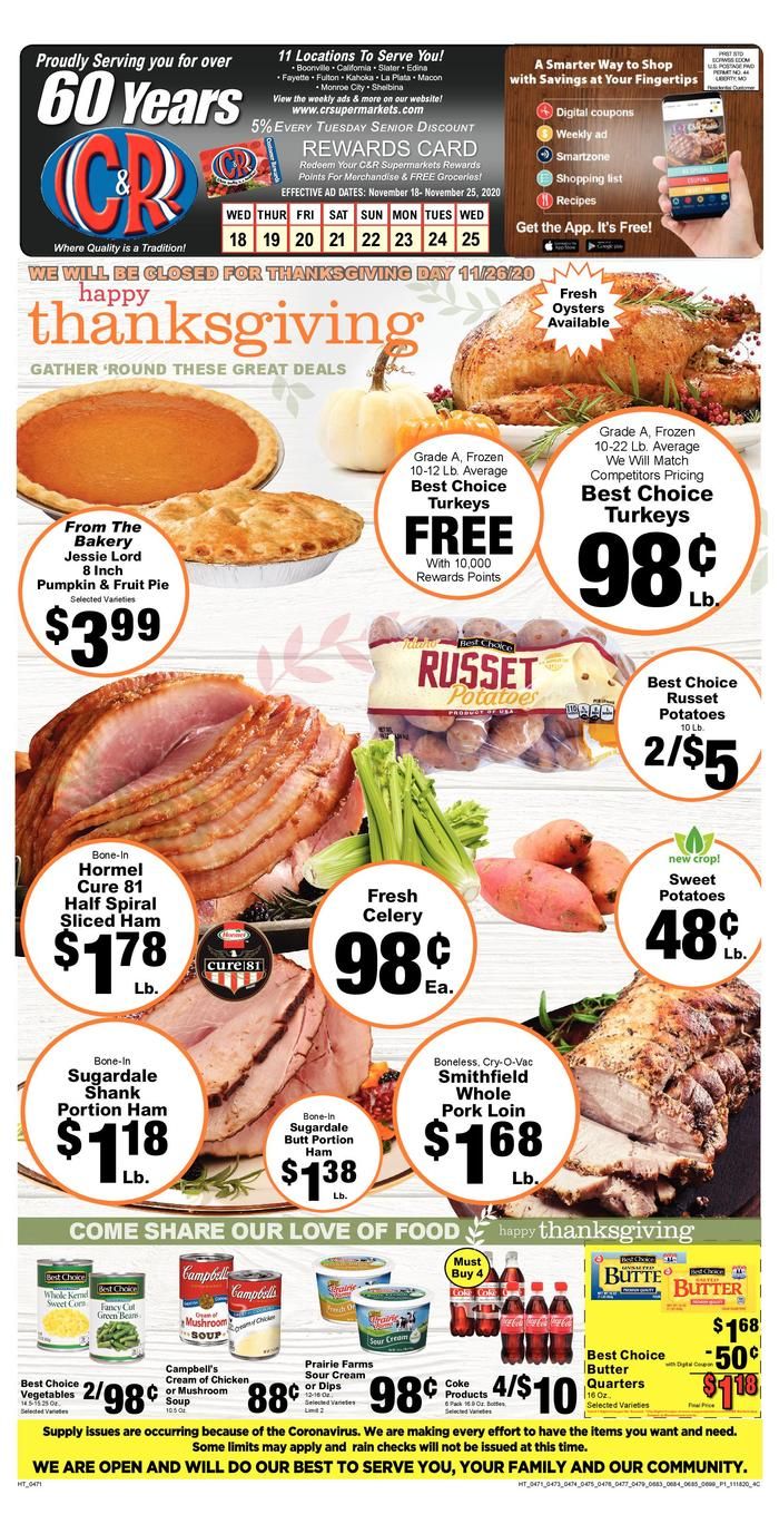 C&R Market Thanksgiving Weekly Ad Flyer November 18 to November 25, 2020