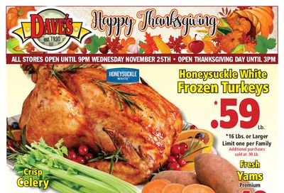Dave's Markets Thanksgiving Weekly Ad Flyer November 18 to November 26, 2020