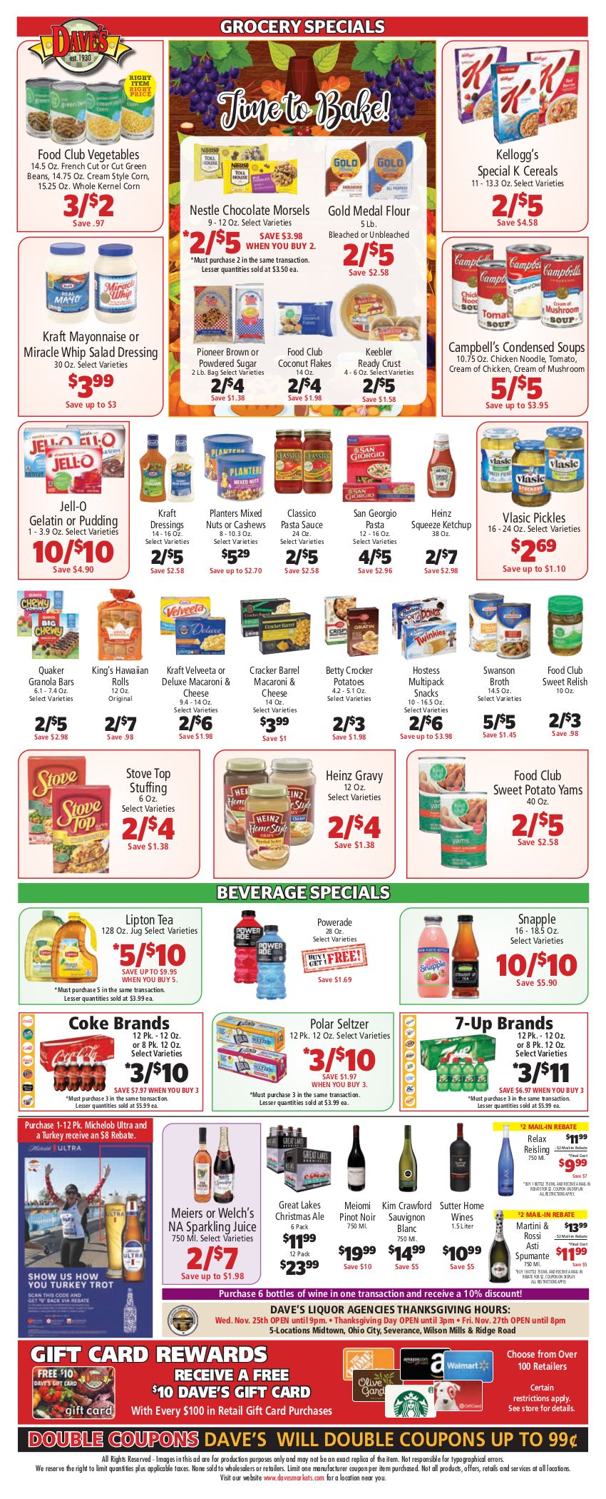 Dave's Markets Thanksgiving Weekly Ad Flyer November 18 to November 26, 2020