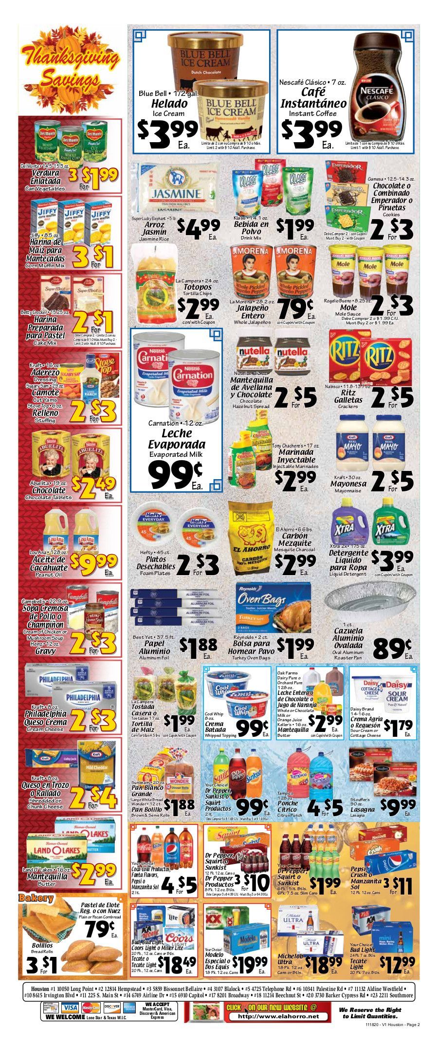 El Ahorro Supermarket Thanksgiving Weekly Ad Flyer November 18 to November 26, 2020