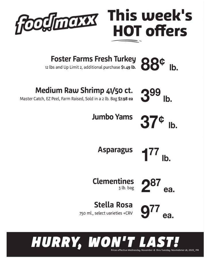 Foodmaxx Thanksgiving Weekly Ad Flyer November 18 to November 26, 2020