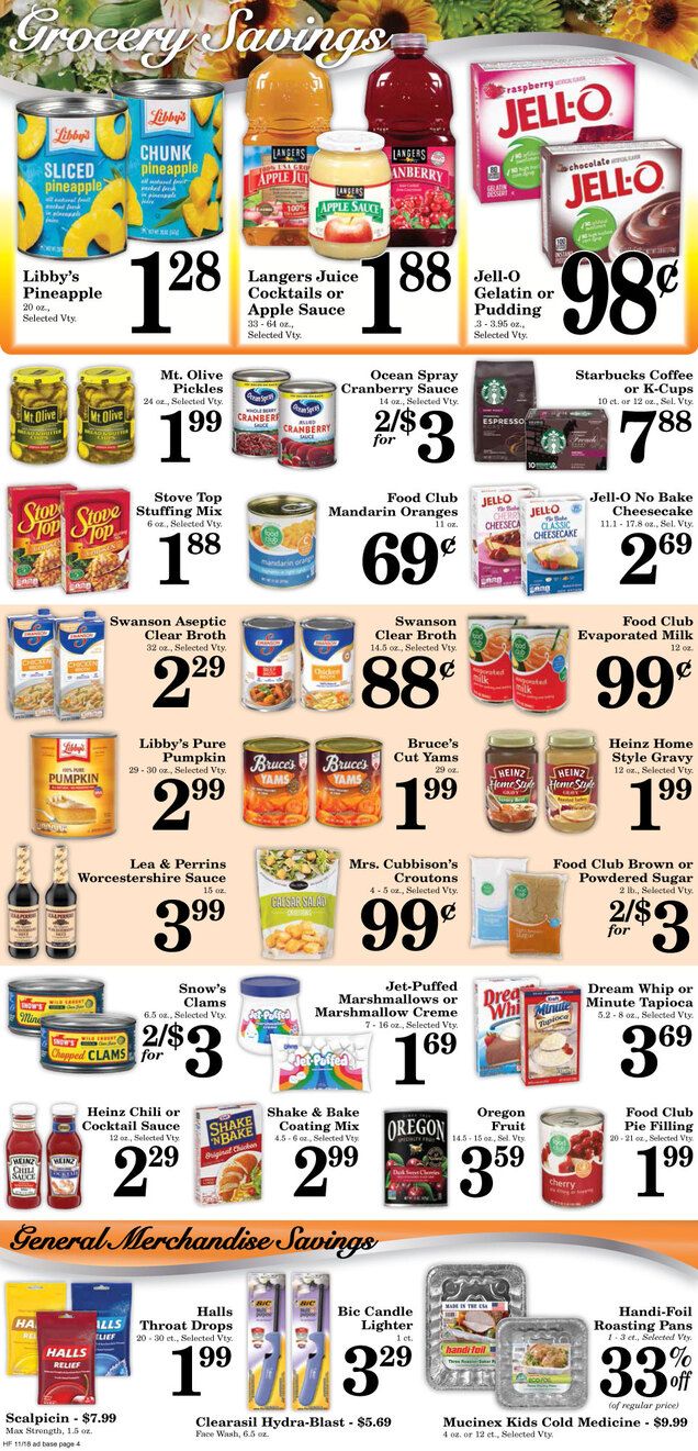 Harvest Foods Thanksgiving Weekly Ad Flyer November 18 to November 26, 2020