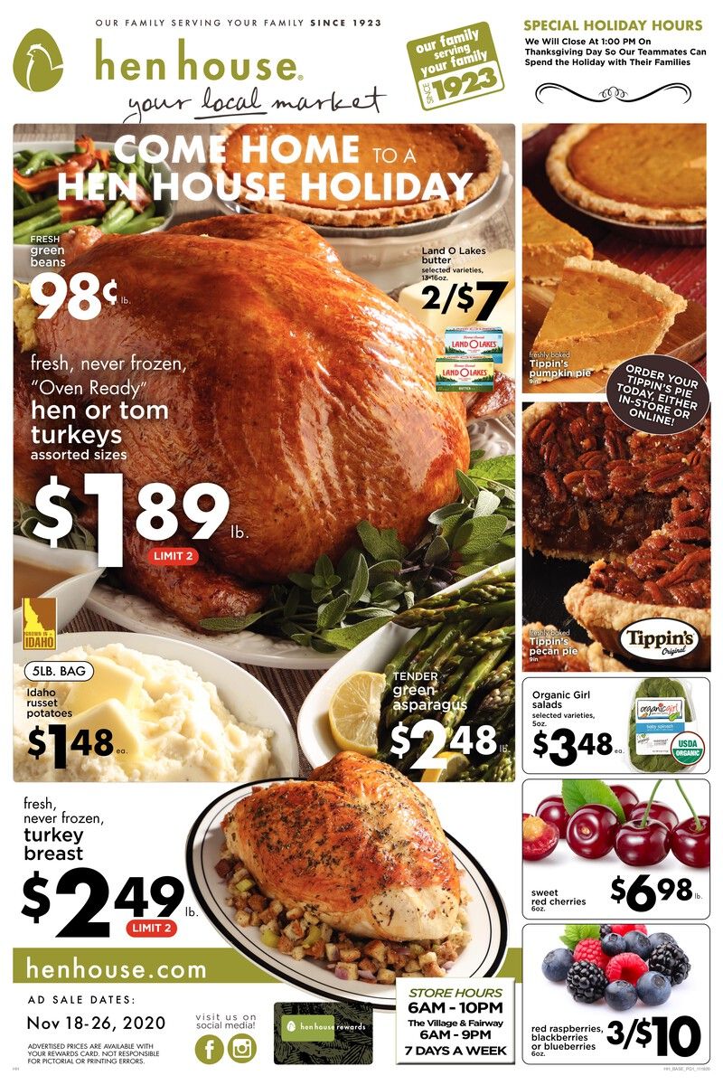 Hen House Thanksgiving Weekly Ad Flyer November 18 to November 26, 2020