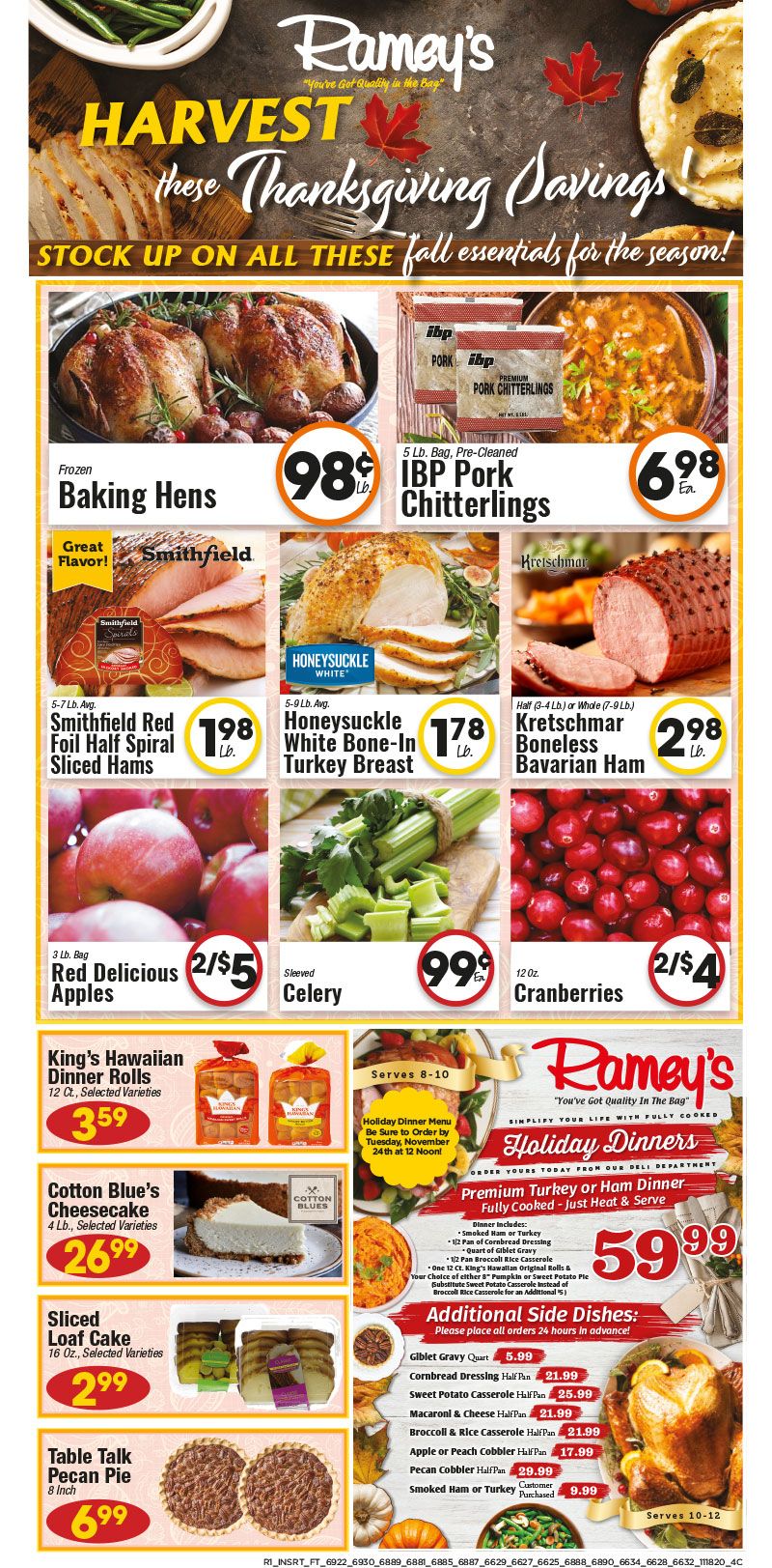 Ramey's Thanksgiving Weekly Ad Flyer November 18 to December 1, 2020