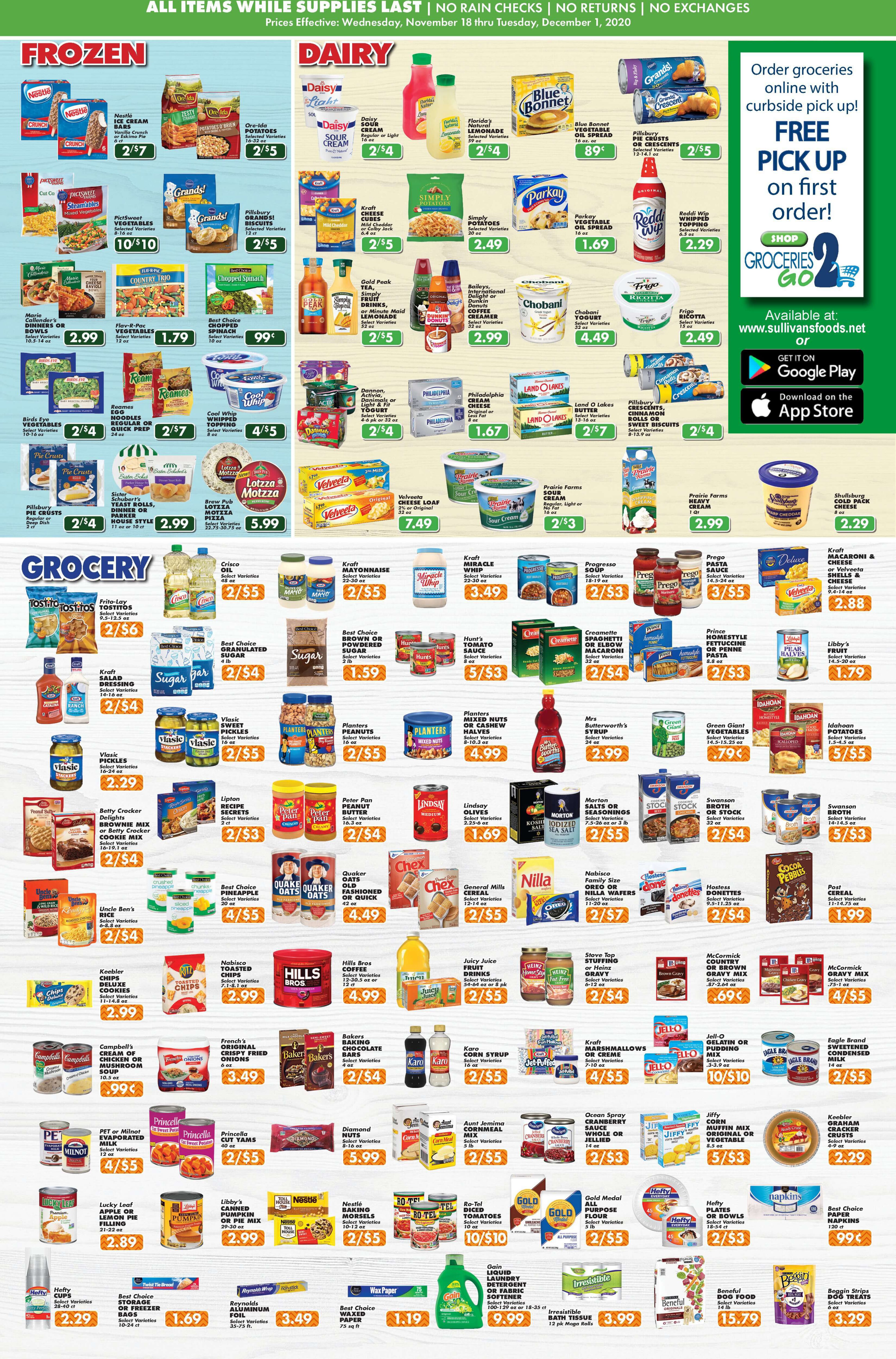 Sullivan's Foods Thanksgiving Weekly Ad Flyer November 18 to December 1, 2020