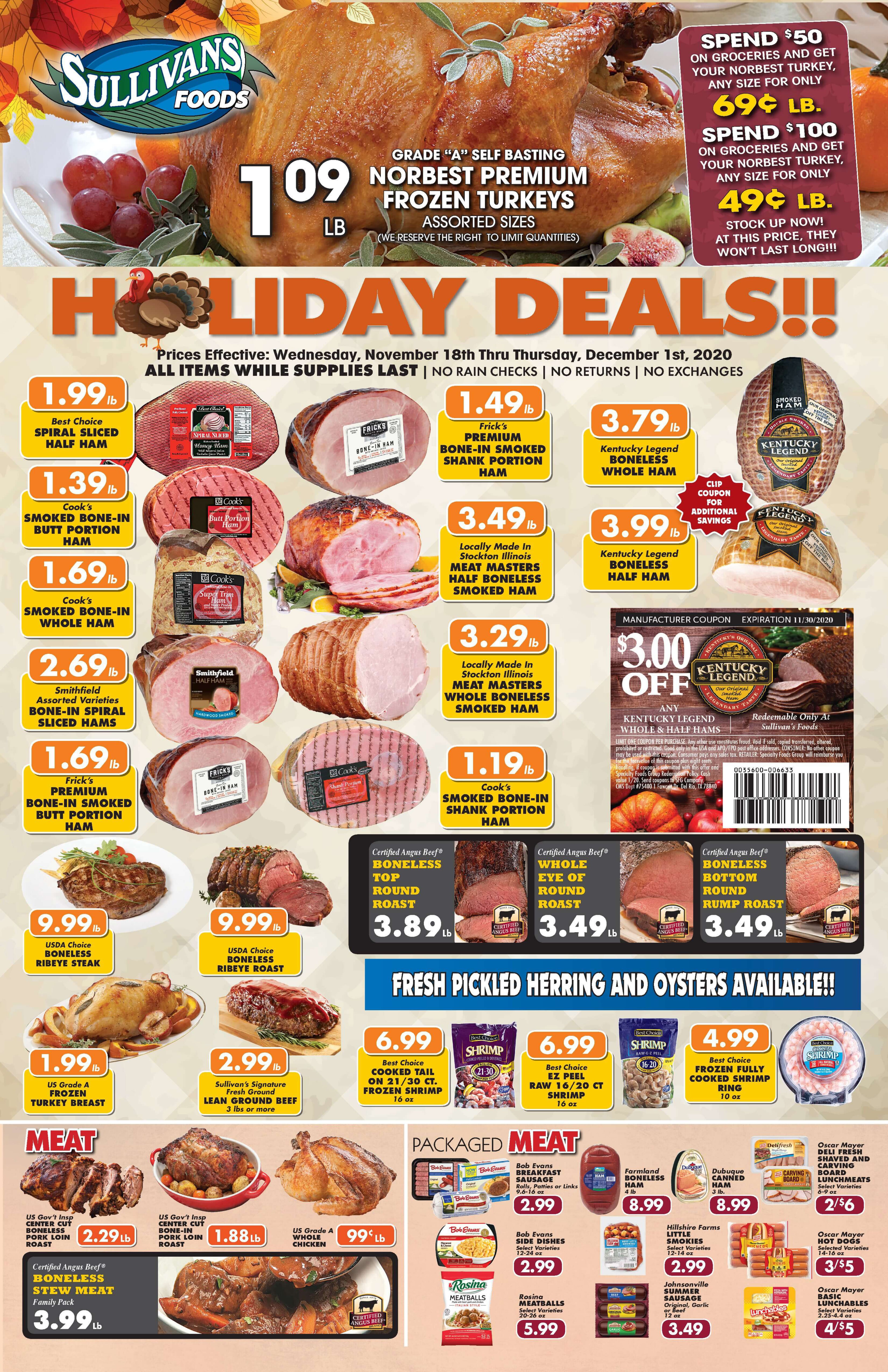 Sullivan's Foods Thanksgiving Weekly Ad Flyer November 18 to December 1, 2020