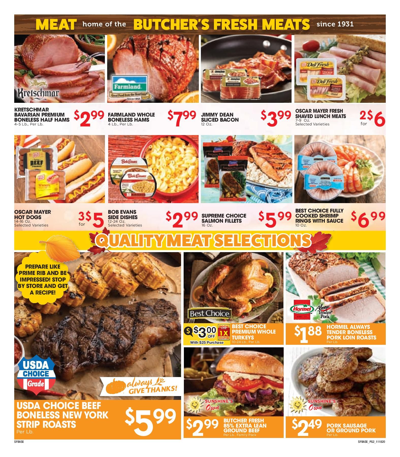 Sunshine Foods Thanksgiving Weekly Ad Flyer November 18 to November 26, 2020