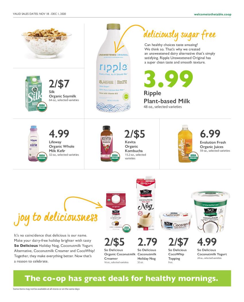 Wheatsville Food Coop Thanksgiving Weekly Ad Flyer November 18 to December 1, 2020