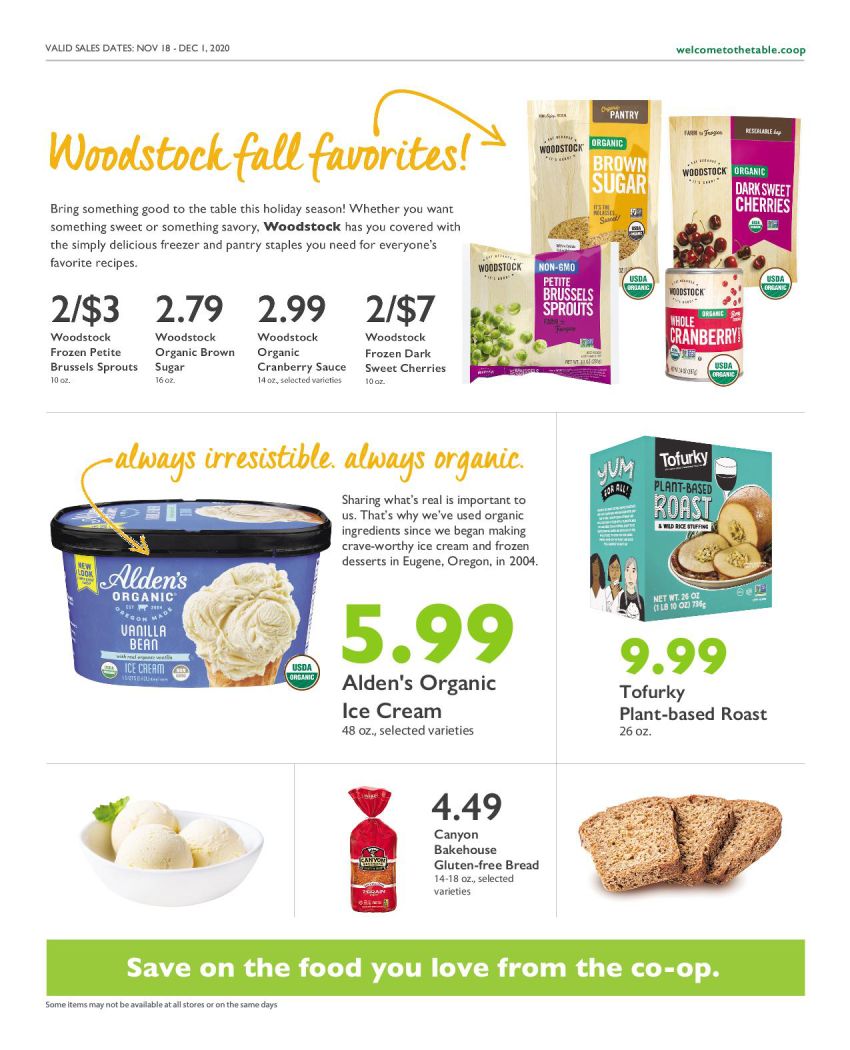 Wheatsville Food Coop Thanksgiving Weekly Ad Flyer November 18 to December 1, 2020