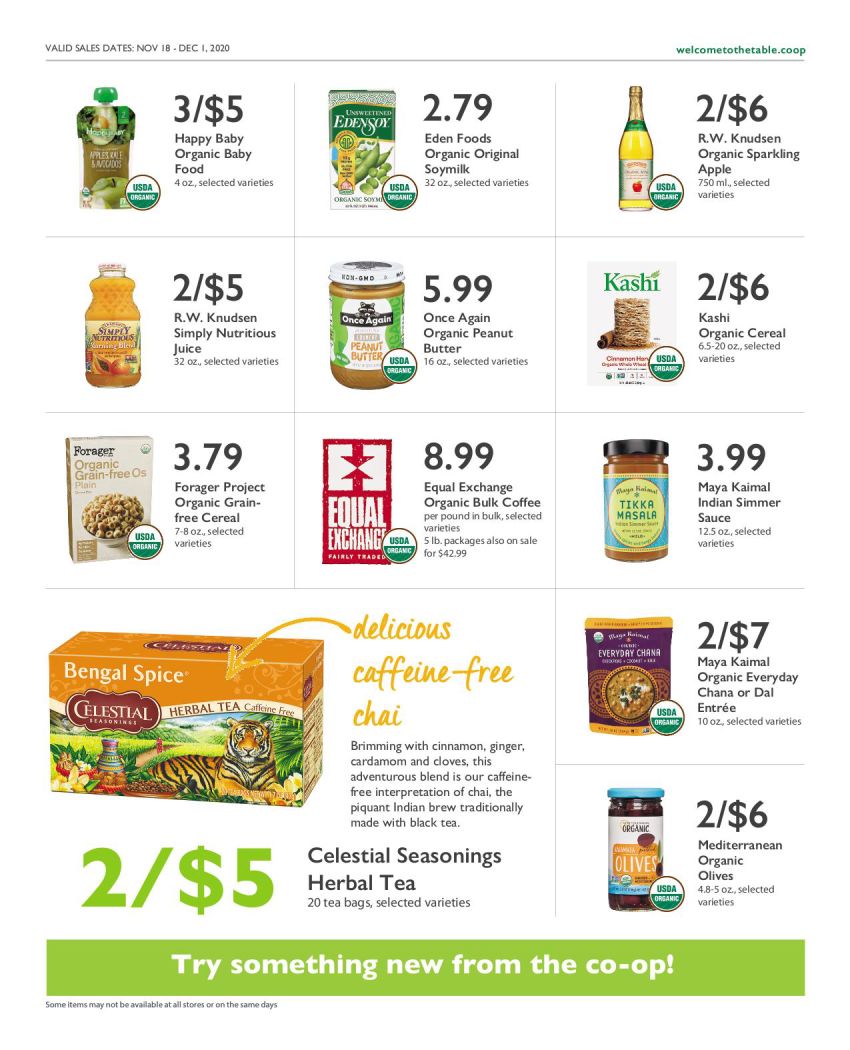 Wheatsville Food Coop Thanksgiving Weekly Ad Flyer November 18 to December 1, 2020