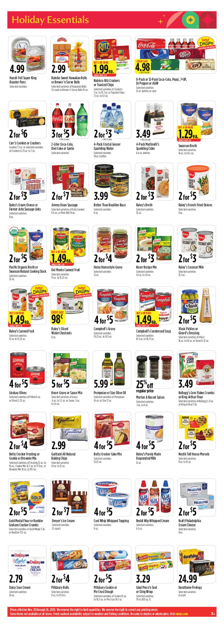 Raley's Thanksgiving Weekly Ad Flyer November 18 to November 26, 2020