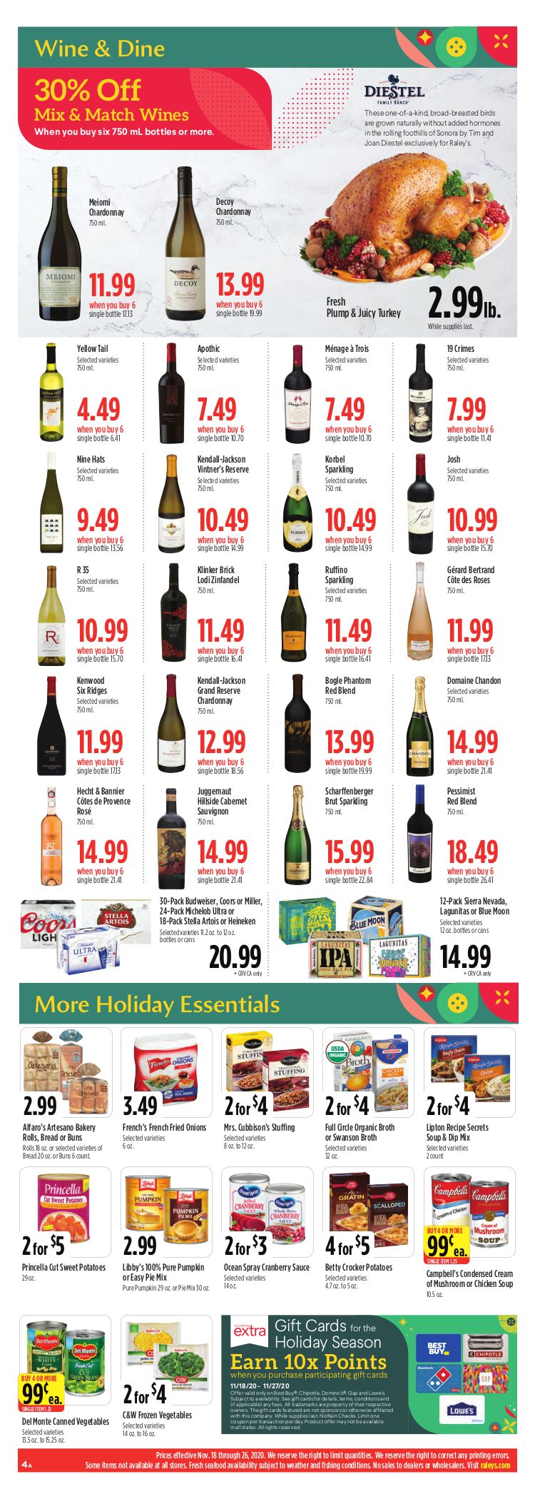 Raley's Thanksgiving Weekly Ad Flyer November 18 to November 26, 2020