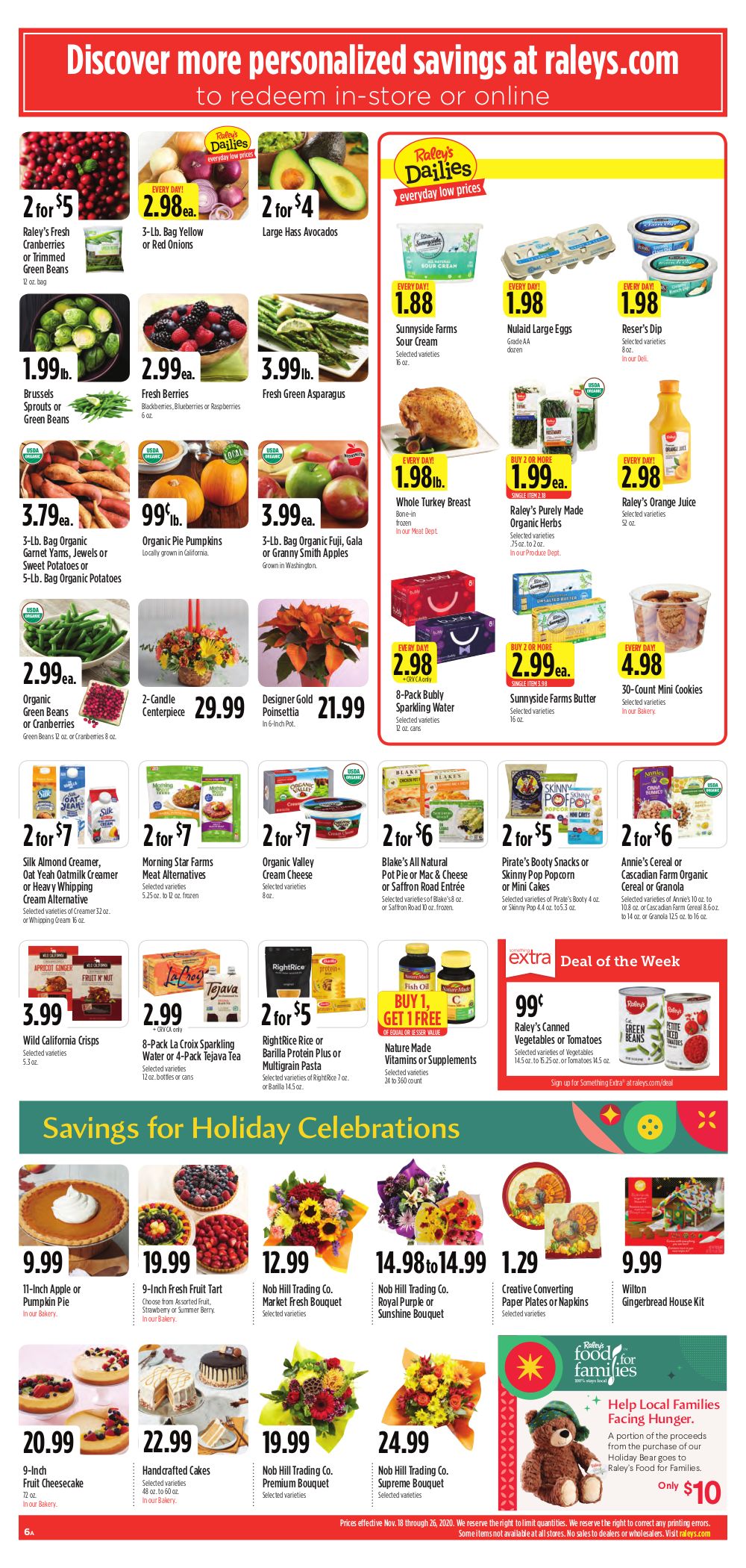 Raley's Thanksgiving Weekly Ad Flyer November 18 to November 26, 2020