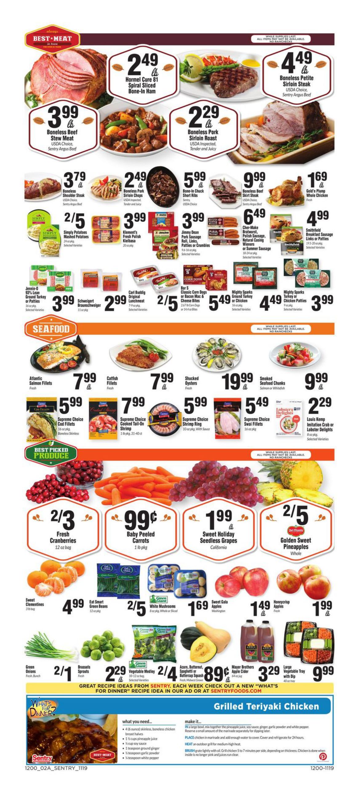 Sentry Foods Thanksgiving Weekly Ad Flyer November 19 to November 25, 2020