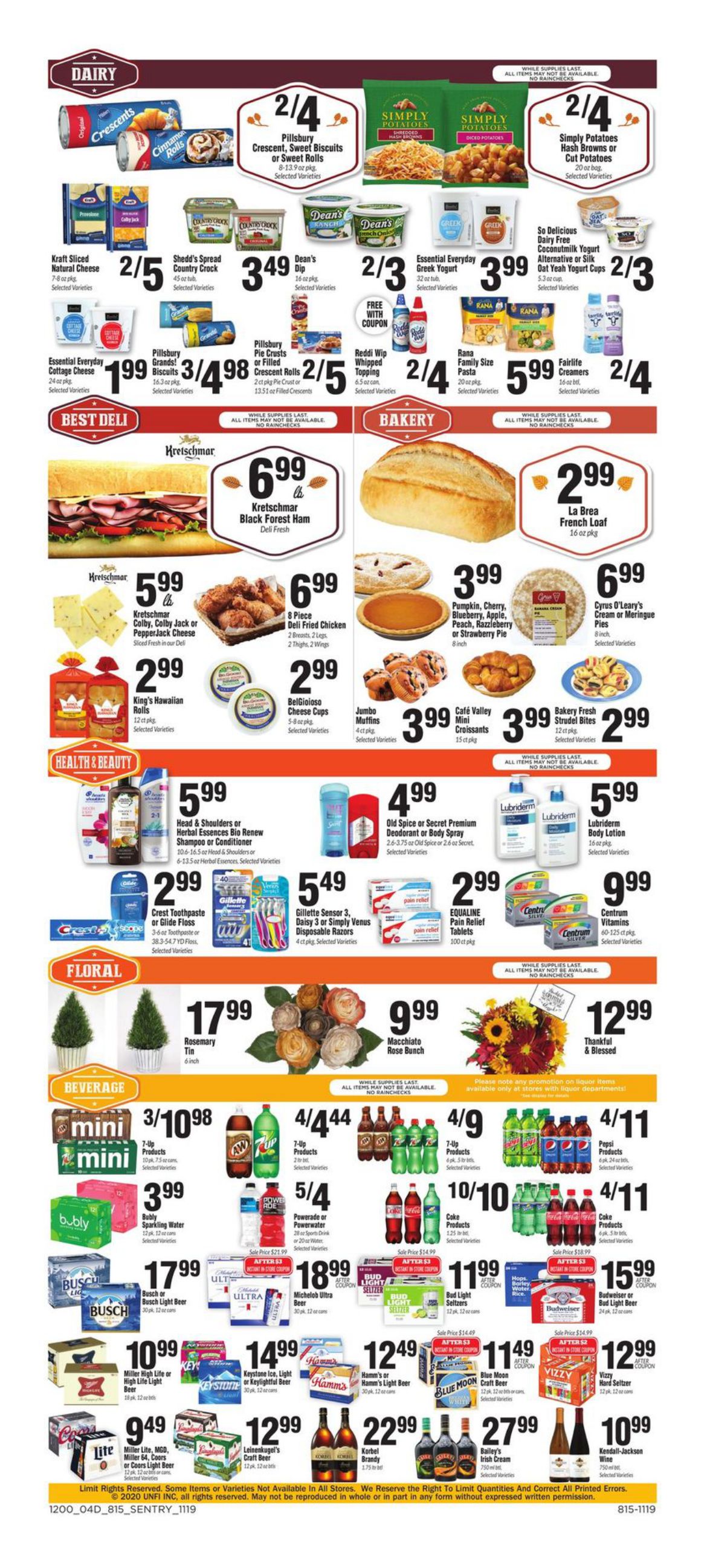 Sentry Foods Thanksgiving Weekly Ad Flyer November 19 to November 25, 2020