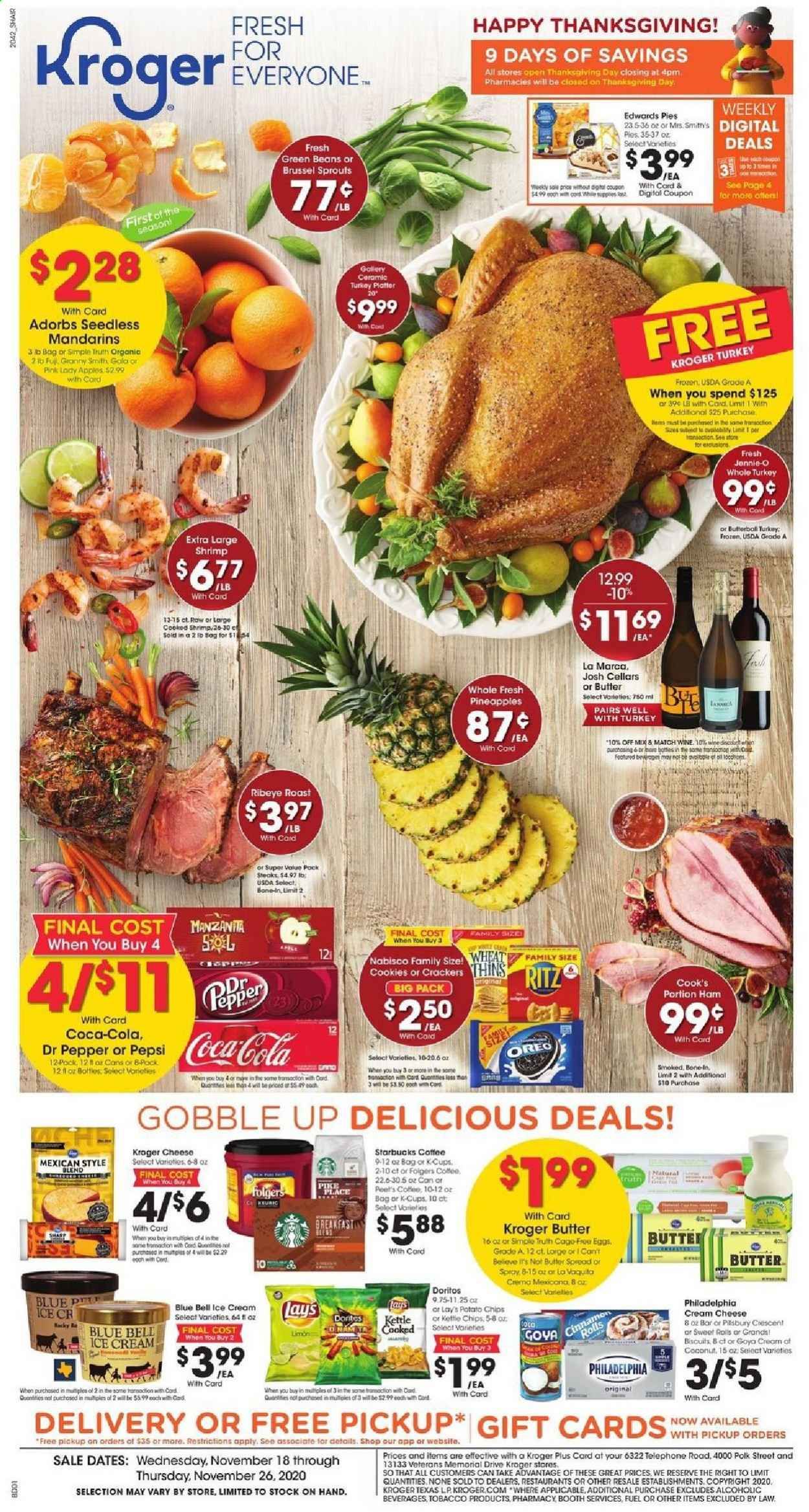Kroger (GA, IL, LA, MI, OK, SC, TN, TX, VA) Weekly Ad Flyer November 18 to November 26