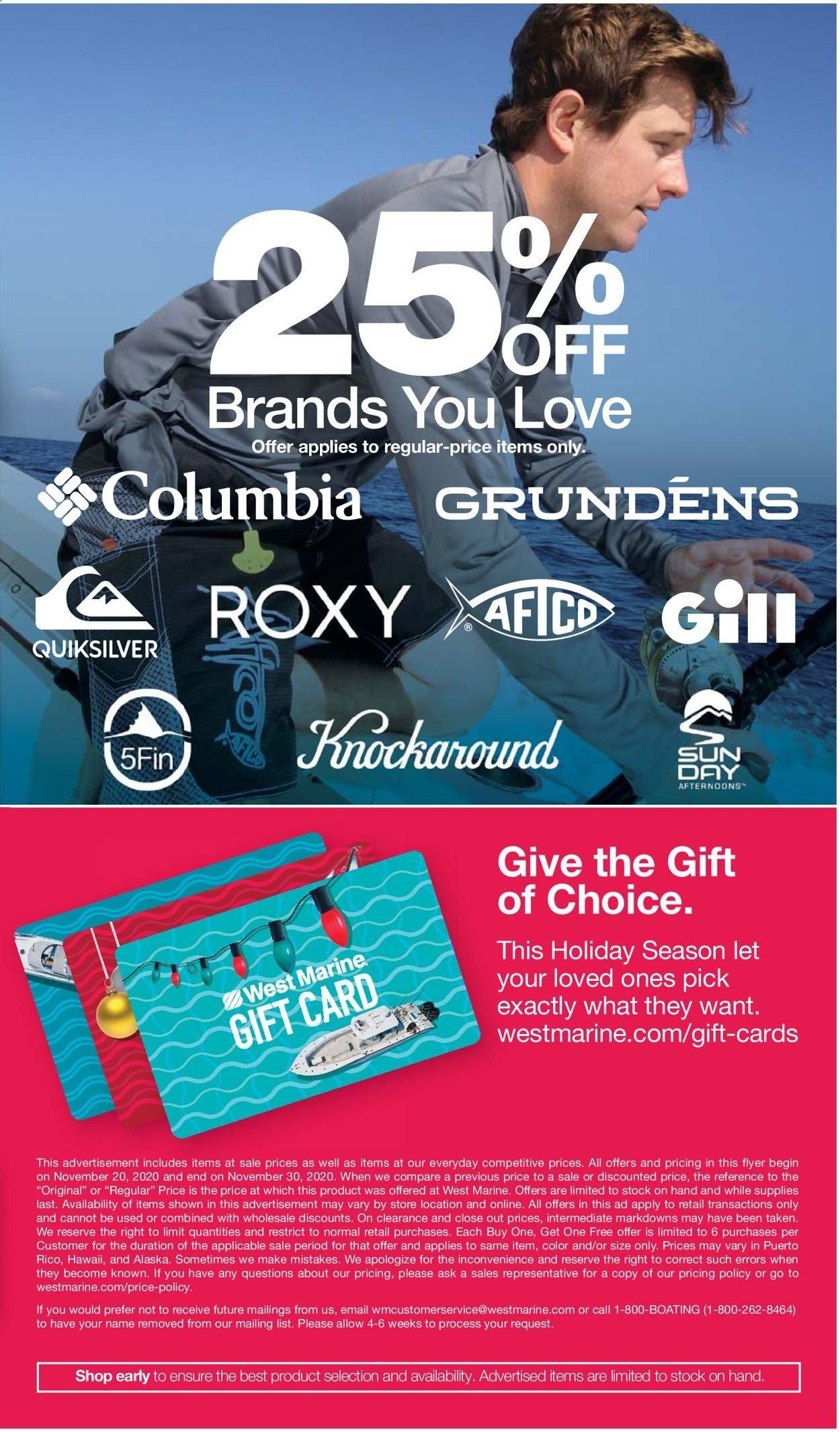 West Marine Weekly Ad Flyer November 20 to November 30