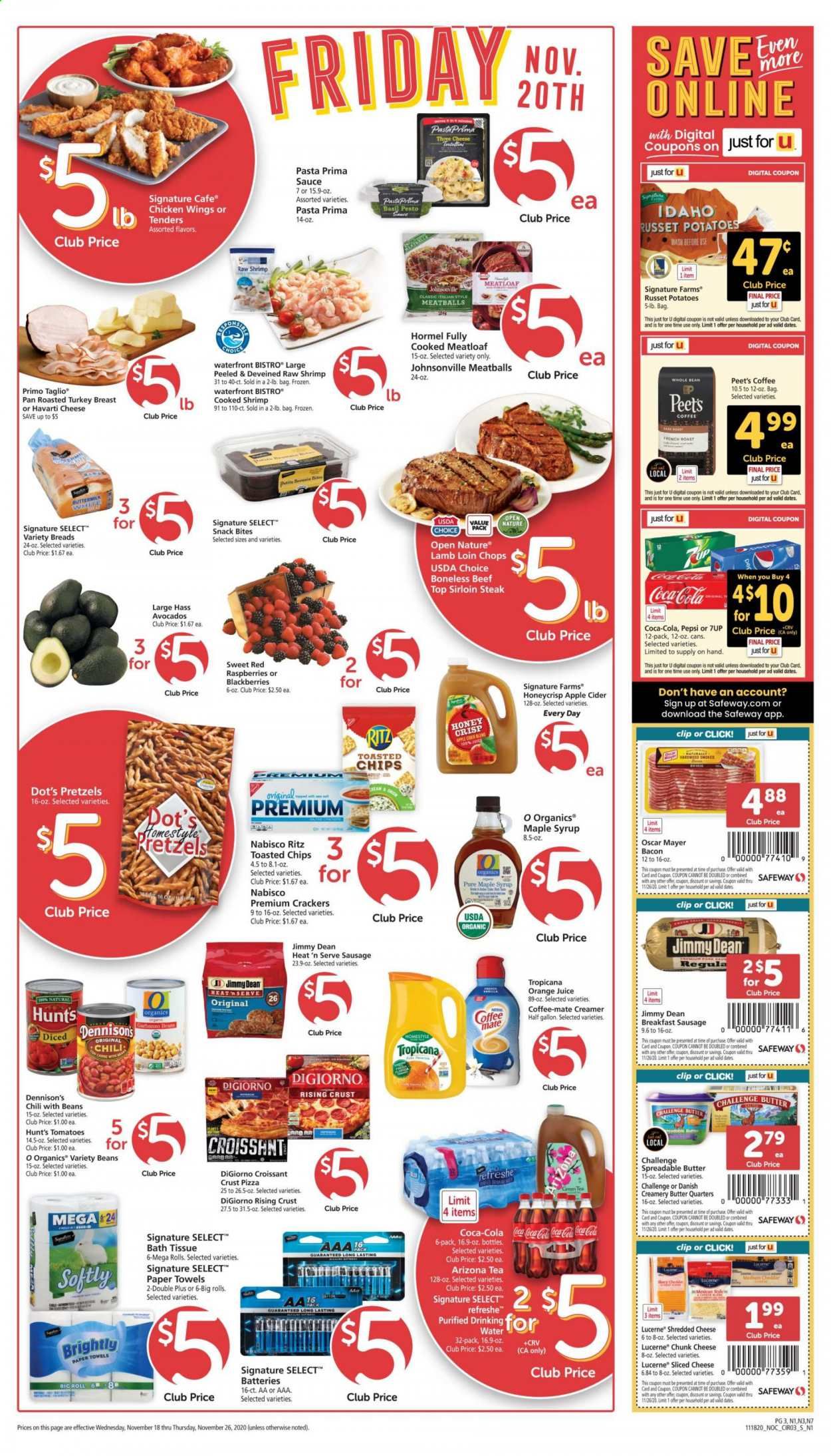 Safeway (AZ, CA, CO, HI, MD, NE, OR, VA, WA) Weekly Ad Flyer November 18 to November 26