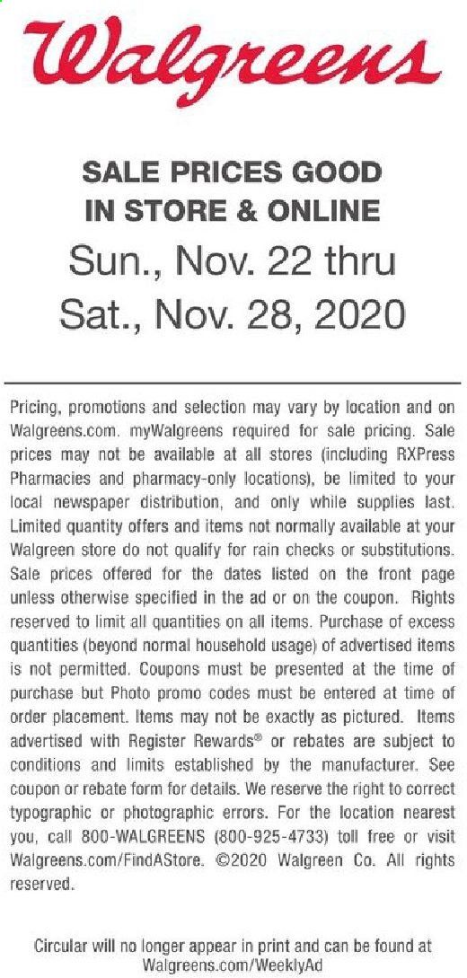 Walgreens Weekly Ad Flyer November 22 to November 28
