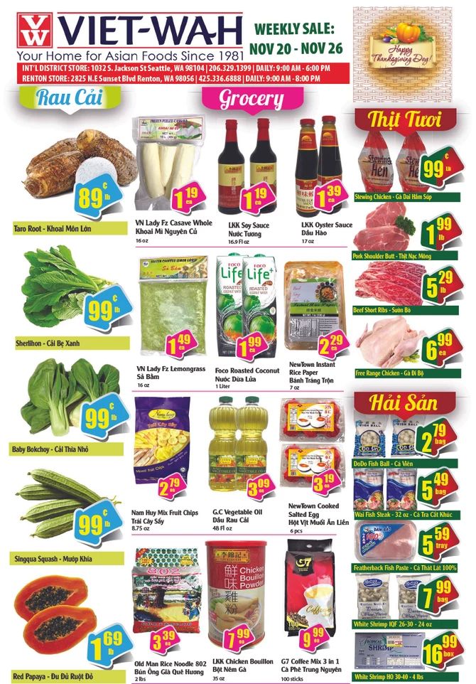 Viet-Wah Thanksgiving Weekly Ad Flyer November 20 to November 26, 2020